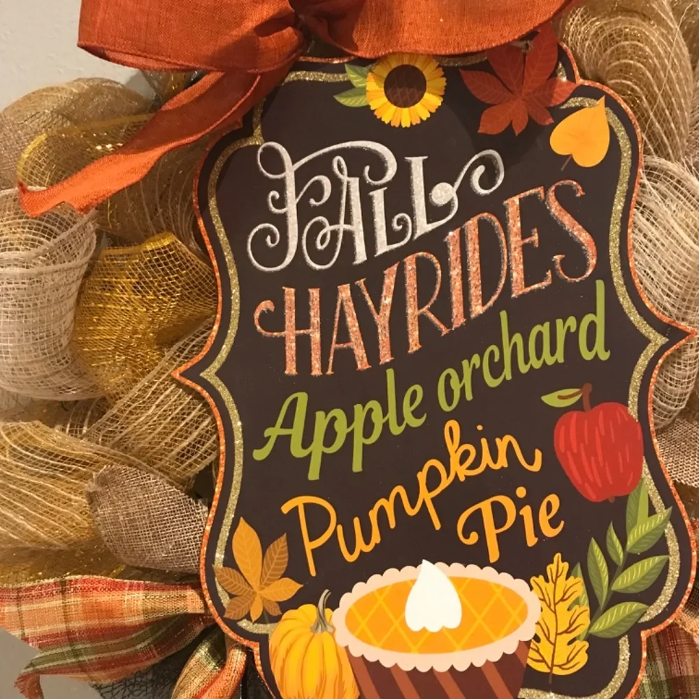 FALL WREATH Hand Crafted Harvest Front Door Wall Beautiful Fall Colors FINAL …
